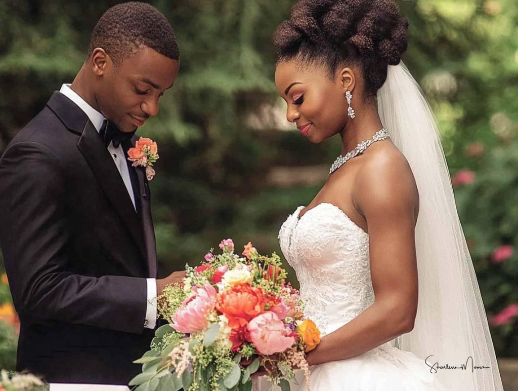 African American couple in a white ribbon ceremony with DC officiant Starlene, offering elopements in DC, Maryland, and Virginia.