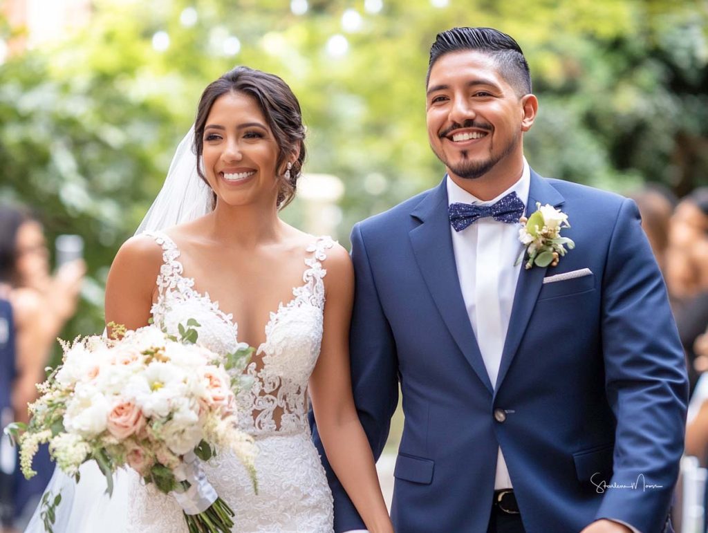 Hispanic American couple marrying in Washington, DC, with officiant Starlene, celebrating a joyful and personalized ceremony